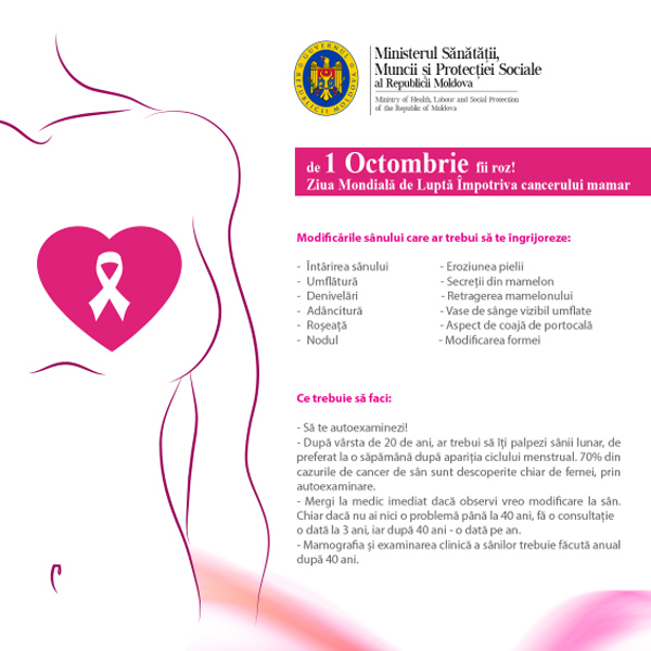 Octombrie – luna în roz dedicată conștientizării si prevenției cancerului de sân 