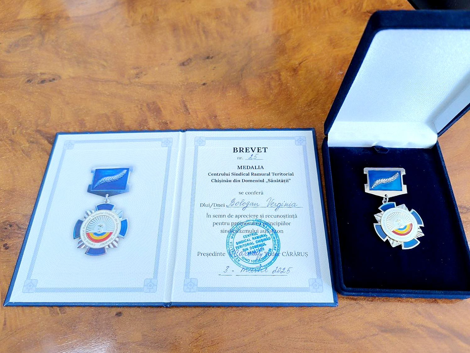 Inmanarea Medaliei Centrului Sindical Ramural Teritorial Chișinău din Domeniul „Sănătății”