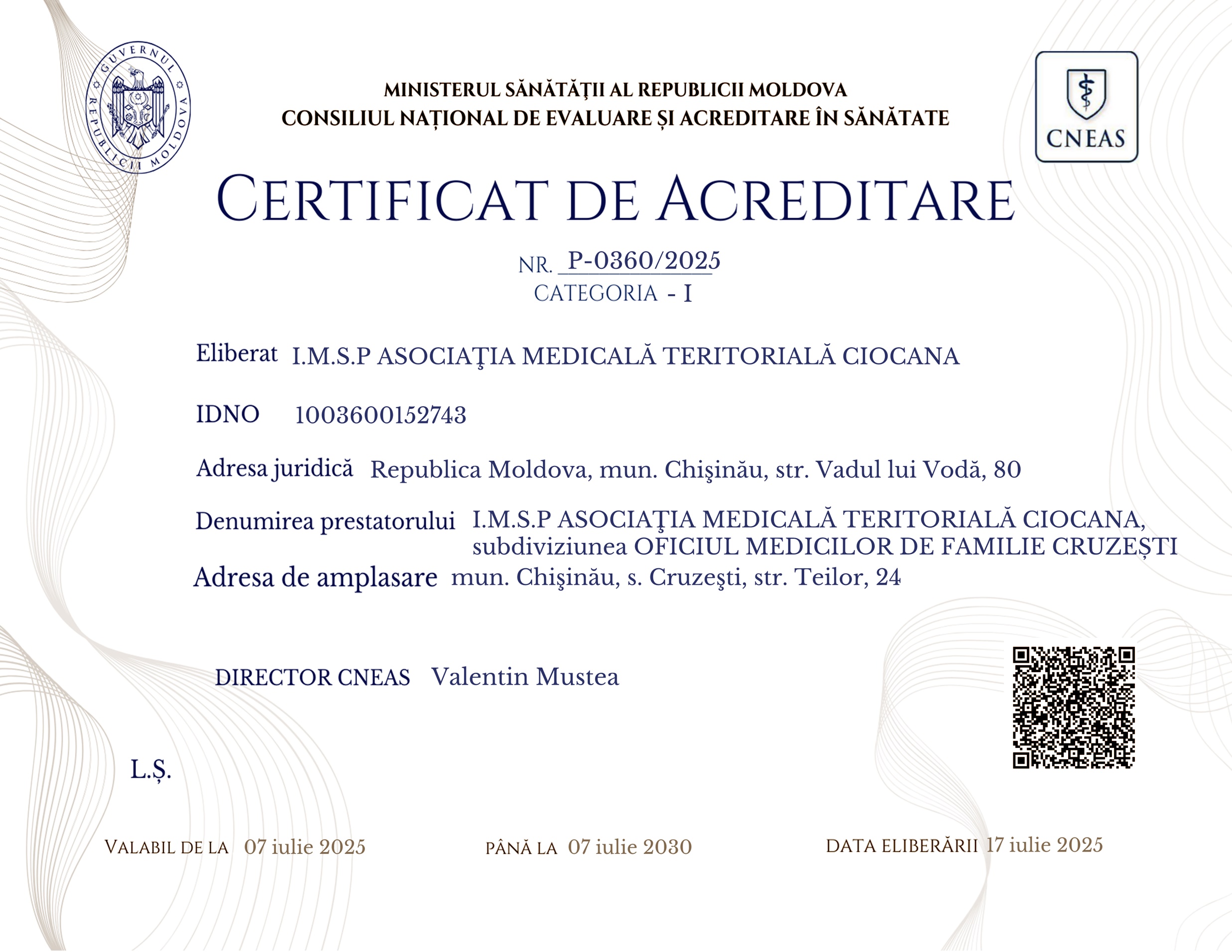 rezultatul procedurii de evaluare și acreditare în sănătate